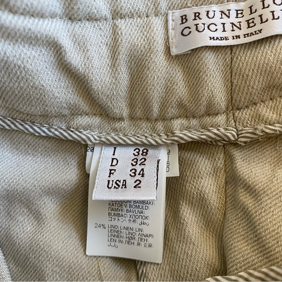 Brunello Cucinelli High Waist Cream Paperbag Waist Shorts - Picture 8 of 16